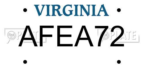 AFEA72 Virginia License Plate