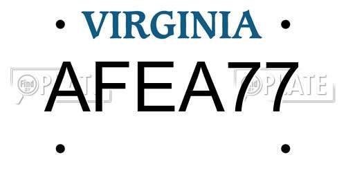 AFEA77 Virginia License Plate
