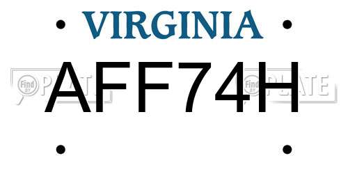 AFF74H Virginia License Plate