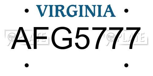 AFG5777 Virginia License Plate