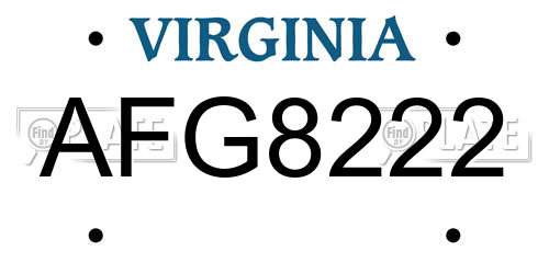 AFG8222 Virginia License Plate