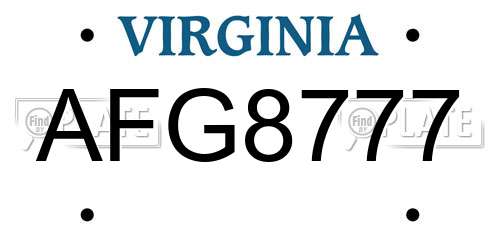 AFG8777 Virginia License Plate