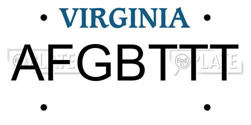AFGBTTT Virginia License Plate