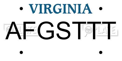 AFGSTTT Virginia License Plate