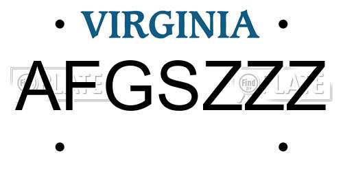 AFGSZZZ Virginia License Plate