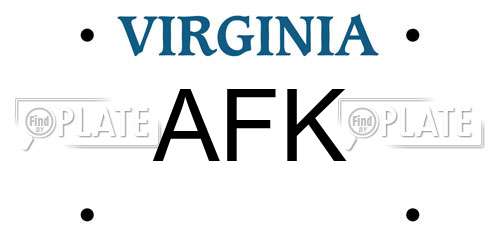 AFK Virginia License Plate