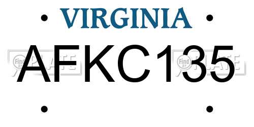 AFKC135 Virginia License Plate
