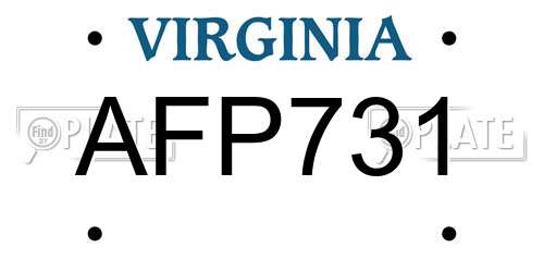 AFP731 Virginia License Plate