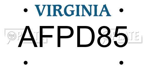 AFPD85 Virginia License Plate