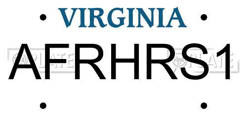 AFRHRS1 Virginia License Plate