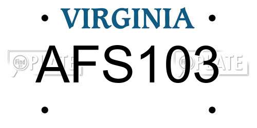 AFS103 Virginia License Plate