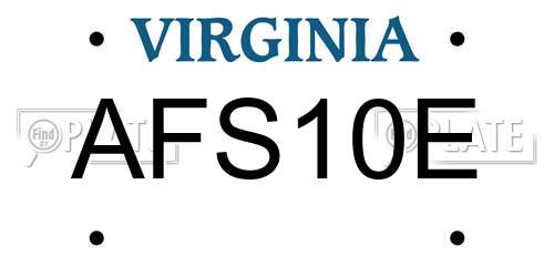 AFS10E Virginia License Plate