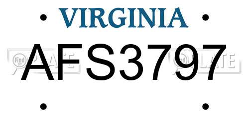 AFS3797 Virginia License Plate