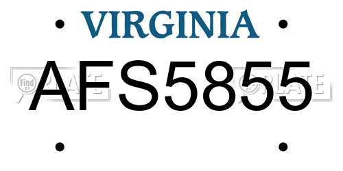 AFS5855 Virginia License Plate