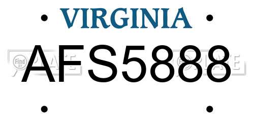 AFS5888 Virginia License Plate