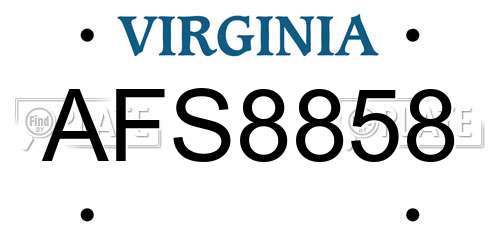 AFS8858 Virginia License Plate