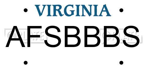 AFSBBBS Virginia License Plate