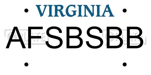 AFSBSBB Virginia License Plate
