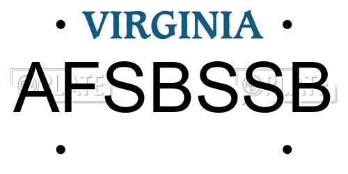 AFSBSSB Virginia License Plate