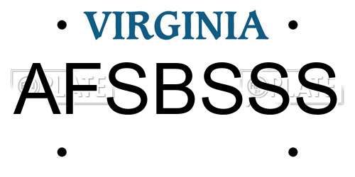 AFSBSSS Virginia License Plate
