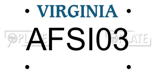 AFSI03 Virginia License Plate