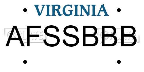 AFSSBBB Virginia License Plate