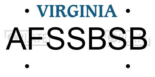 AFSSBSB Virginia License Plate