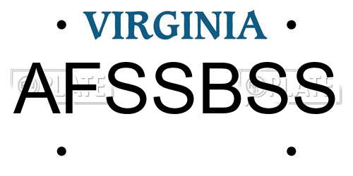 AFSSBSS Virginia License Plate
