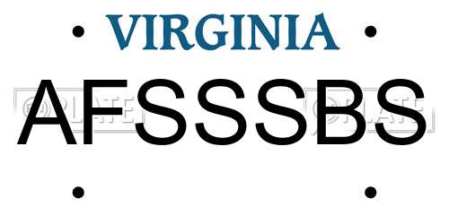 AFSSSBS Virginia License Plate