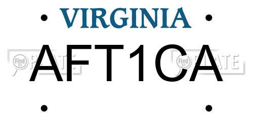 AFT1CA Virginia License Plate