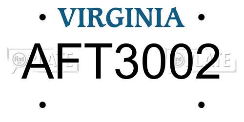 AFT3002 Virginia License Plate