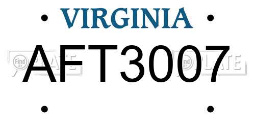 AFT3007 Virginia License Plate