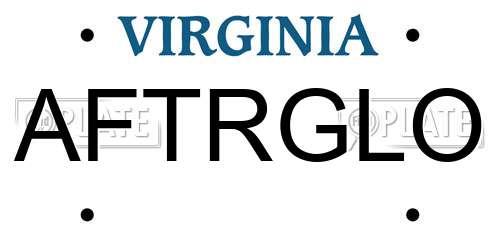 AFTRGLO Virginia License Plate