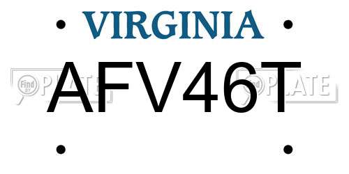 AFV46T Virginia License Plate