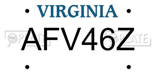 AFV46Z Virginia License Plate