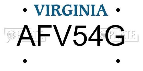 AFV54G Virginia License Plate