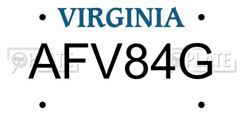 AFV84G Virginia License Plate