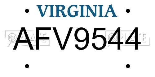 AFV9544 Virginia License Plate