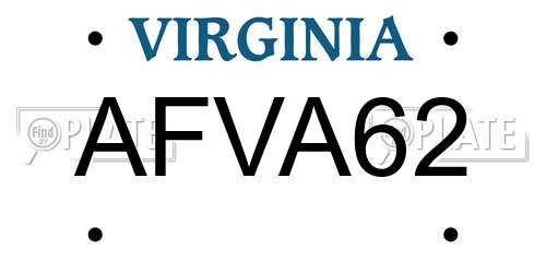 AFVA62 Virginia License Plate