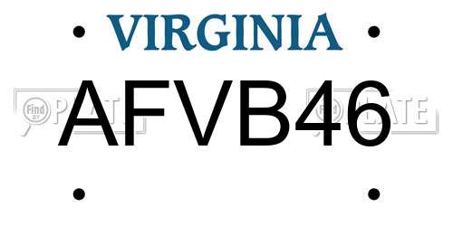 AFVB46 Virginia License Plate