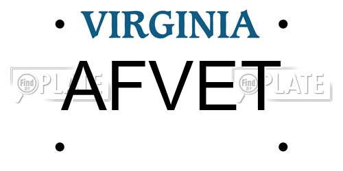 AFVET Virginia License Plate