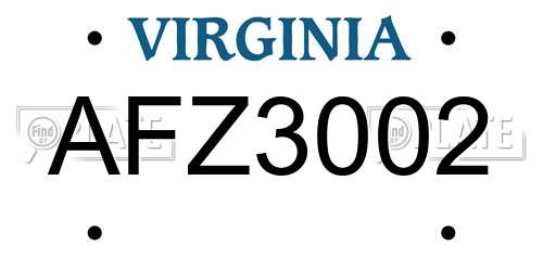 AFZ3002 Virginia License Plate