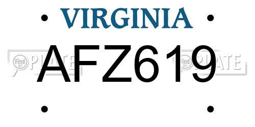 AFZ619 Virginia License Plate