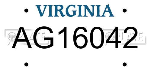 AG16042 Virginia License Plate