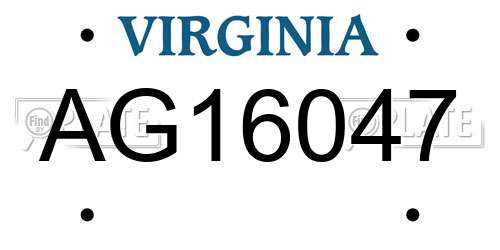 AG16047 Virginia License Plate