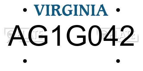 AG1G042 Virginia License Plate