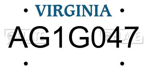 AG1G047 Virginia License Plate