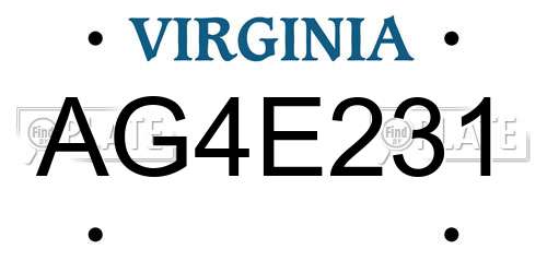AG4E231 Virginia License Plate