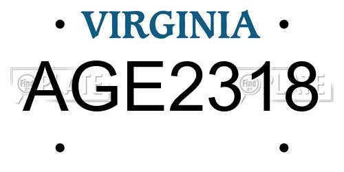 AGE2318 Virginia License Plate