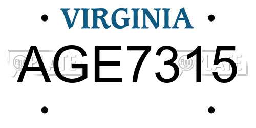 AGE7315 Virginia License Plate